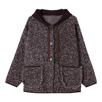 
Tweed coat autumn and winter fashionable loose casual women's jacket