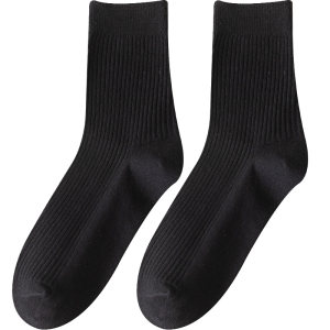 
Black socks men's mid-calf socks high-quality pure cotton summer thin style sweat-absorbent and deodorant business simple long stockings for men
