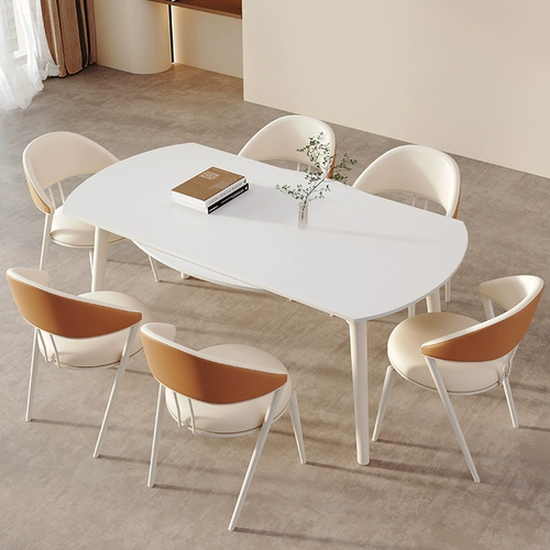 Luo Xuan Pure White Dining Table Board Домохозяйство Маленькая квартира вращающаяся и убирающаяся кремово -ветроэнергетическая вариабельная раунд 8 -Pperson Matt