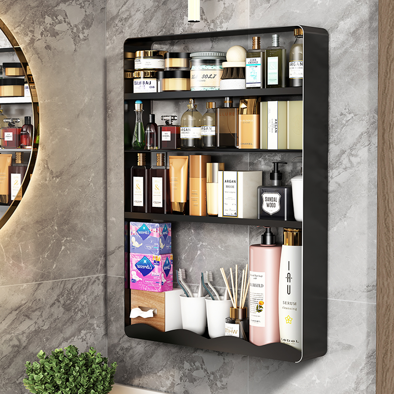 置物柜卫生间化妆品壁挂墙上洗手间免打孔浴室壁柜储物收纳架挂柜