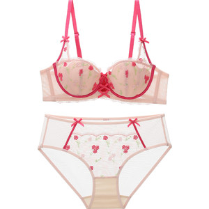 
Six Rabbits Lace Underwear Women's Lightweight and Slim Rabbit Ear Cup Bra No Wires Sweet Girly Style Bra