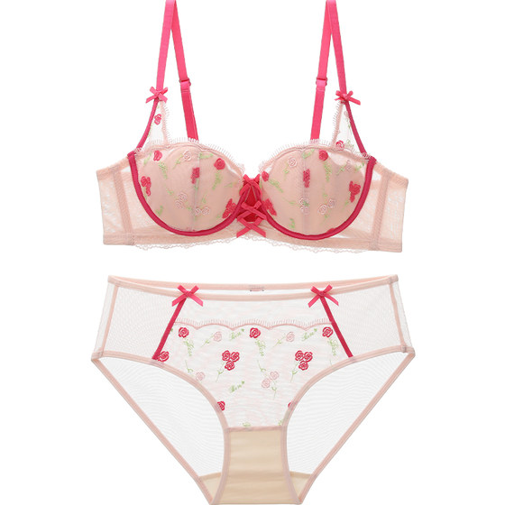 
Six Rabbits Lace Underwear Women's Lightweight and Slim Rabbit Ear Cup Bra No Wires Sweet Girly Style Bra