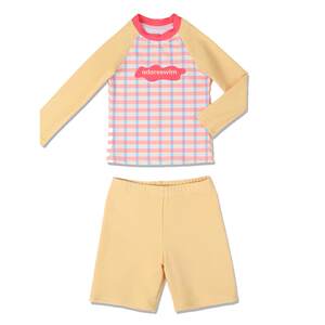 Aidor girl split swimwear long -sleeved top children's trousers shorts 2024 new eye -catching beach swimsuit
