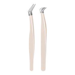 False eyelash tweezers, grafting tool for beginners, hawk beak curler, eyelash tweezers, round head, gold feather clip, novice entry tool