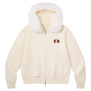 
PSO Brand Men's and Women's Fur Collar Loose Hooded Sweater Jacket Knitted Cardigan Sweater Couple Wear