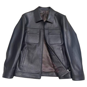 
2025 autumn new product Mr. Lei's same style and material high-end first-layer sheepskin leather jacket men's down lapel jacket