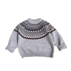 
Boys' Spring and Autumn Fair Isle Pullover Sweaters for Baby Boys Korean Style Casual Sweaters Baby Fashionable and Versatile Tops