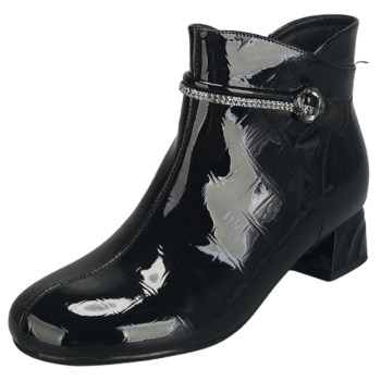 
Forefoot widen large size women's shoes 41 to 43 autumn and winter new patent leather boots thick heel Martin boots short boots women's boots cotton