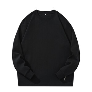 
Men's black long-sleeved T-shirt men's spring and autumn loose bottoming shirt 2026 new style boys' American top round neck sweatshirt