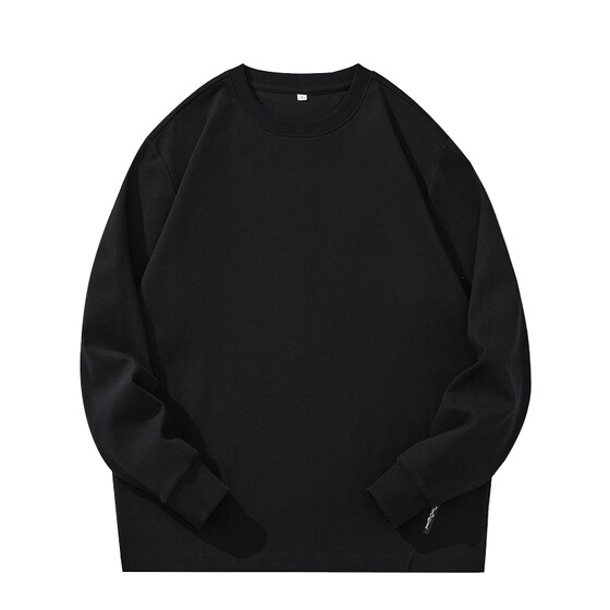 
Men's black long-sleeved T-shirt men's spring and autumn loose bottoming shirt 2026 new style boys' American top round neck sweatshirt