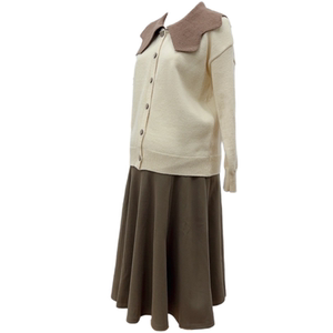 Pregnant woman autumn and winter set long -sleeved doll collar sweater holding a long half body skirt 2024 new fashion versatile women
