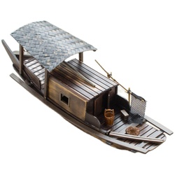 Jiangnan Water Town Sailboat Model Wooden Boat Fishing Boat Awning Boat Model Chinese Craft Boat Ornaments Solid Wood Large Boat Decorations