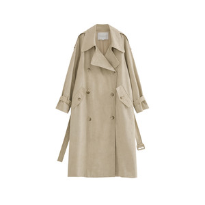 
MOERSHOP Manhattan style heavy washed oversize distressed windbreaker tall mid-length coat