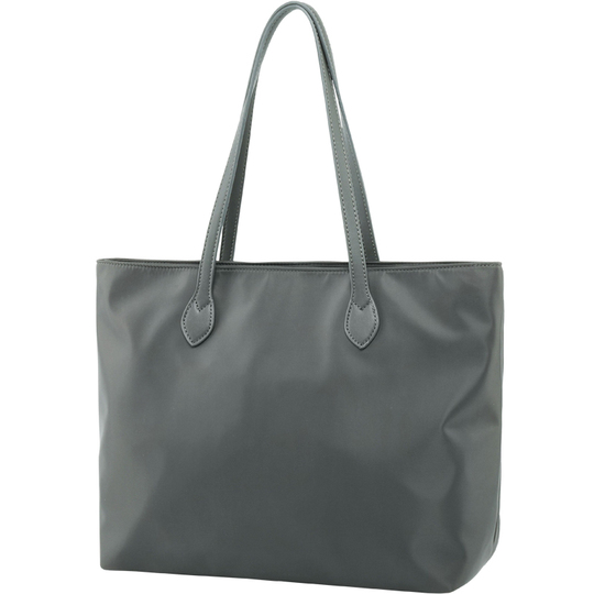 Borsa Tote In Nylon Grande Capiente - A Tracolla O Manico Corto, Con Cerniera, Per Lavoro, Università E Viaggi, Nero/Grigio/Pied De Poule - 4