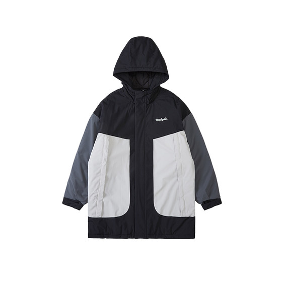 
Wayne Xavier large size outdoor contrasting color cotton jacket men's windproof and waterproof autumn and winter loose hooded jacket trendy 8457