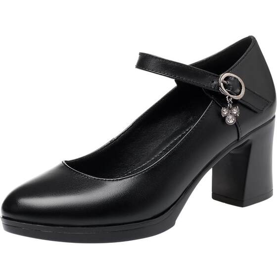 Cheongsam model walk show high -heeled shoes, not tired feet leather, thick heel waterproof platform leather shoes dancing soft bottom shoes