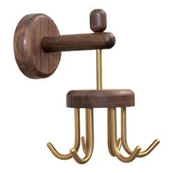Walnut Kitchen Rotating Hook No-Punch Storage Rack
