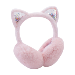 Cute Kitten Earmuffs Children's Winter Warm Plus Velvet Foldable Imitation Rabbit Fur Thickened Girls' Ear Protection Warm Earmuffs
