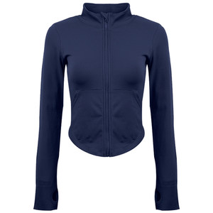 
Jiushan Sports Jacket Women's Windproof Running Stand Collar Zipper Training Fitness Wear Tight Jacket Yoga Top Spring and Summer