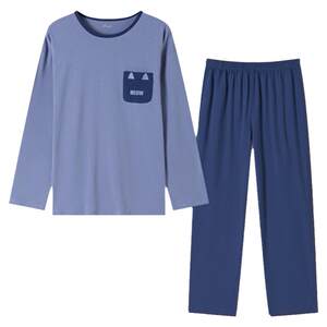 Top 瓜 瓜 顶 顶 Couples long -sleeved pajamas Women's cotton thin men can go out for leisure home service suits