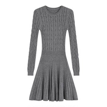 Little girl's gray knitted dress early spring