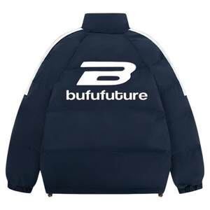 
BUFU national fashion brand American letter webbing cotton jackets for men and women winter couple style cotton jackets