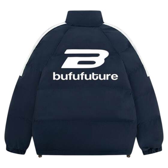 
BUFU national fashion brand American letter webbing cotton jackets for men and women winter couple style cotton jackets