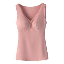 Women's Thermal Vest With Velvet And Thickened Padded Bra, One-piece Velvet Bottoming With Heating Underwear To Protect Against Cold In Autumn And Winter