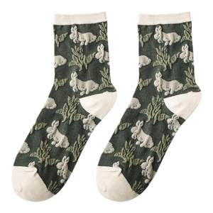 
Retro three-dimensional relief socks women's mid-calf socks summer thin cute forest style literary internet celebrity ins trendy stockings