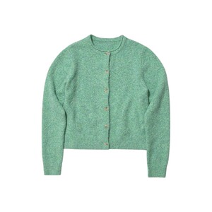 
countrymoment wool blend retro round neck knitted cardigan coat spring green sweater women's top