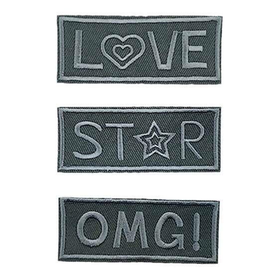 
Long square embroidered cloth with dark gray letter patch for clothes, pants, down jacket, patch for hole repair