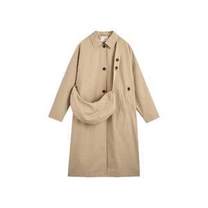 
Zihan lapel straight long windbreaker for women in spring and autumn new simple casual single-breasted loose over-knee jacket trendy