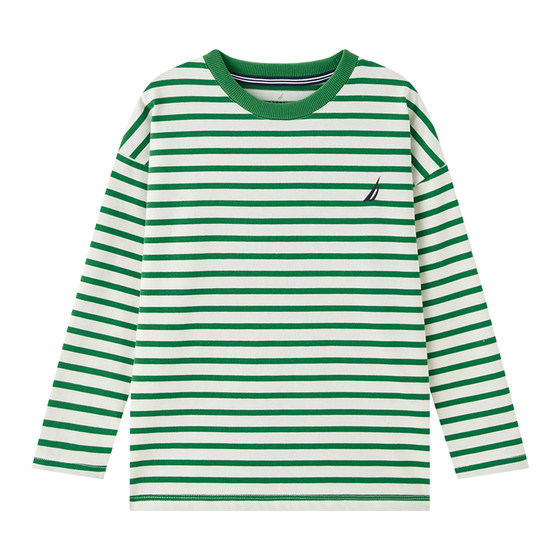 
[Highlight] NAUTICA Children's Clothing Boys and Girls Long Sleeve Striped T-shirt Spring and Autumn Thin Sweatshirt American Retro