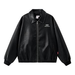 
Coca-Cola/Coca-Cola rubbed and made of old steel stamped lapel cut leather jacket, same style for men and women