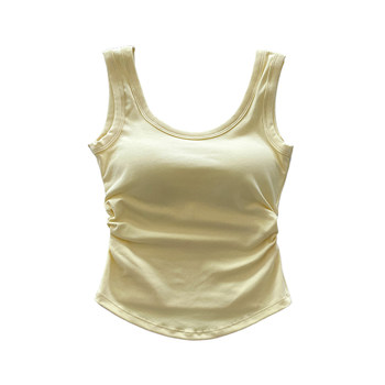 
Wrinkled suspender vest for women in summer wear top with chest pad