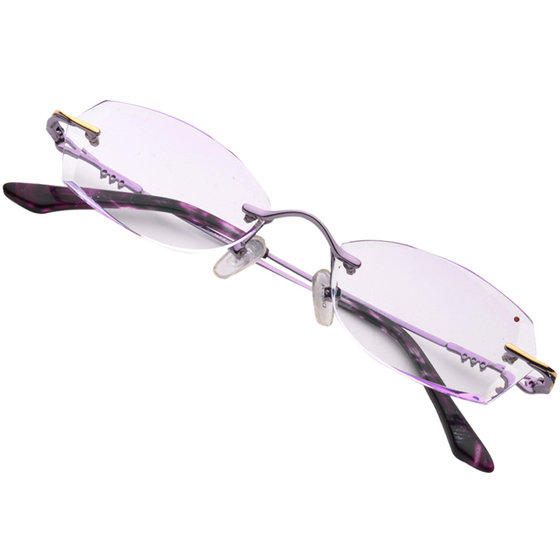 Highly ultra -thin frame -free myopia glasses rack Ms. Change Diamond Diamond Cut Glasses with Glasses Pink Girl T217