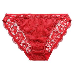 Eve's show romantic lace sexy underwear medium low waist lady briefs big red natal year bride panties
