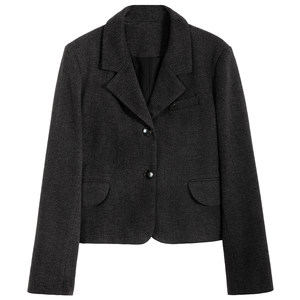 
Dajiashi gray short woolen coat for women small thick suit suit teacher interview wear winter formal wear