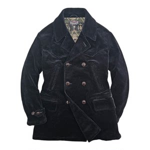 Siliban black core fels, dual -ribs buckle suit coat men's retro heavy mid -length winter strip jacket

