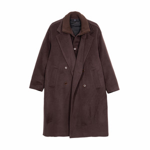 
Hualun winter men's long woolen coat fake two-piece windbreaker down jacket men's Korean style over-the-knee warm coat