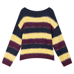 
Leprechaun's pocket sequin striped contrasting sweater for women 2025 autumn and winter new style lazy high-end Christmas wear