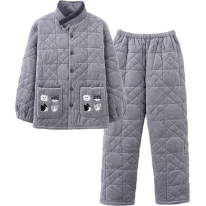 
Mrs. Sili winter pajamas women's coral velvet three-layer quilted thickened velvet couple men's cotton-padded jacket home clothes