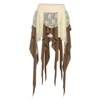 
Hot girl skirt, personalized mini skirt, asymmetrical splicing