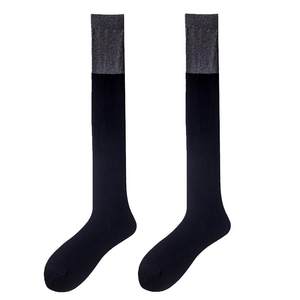 Japanese -style colored calf socks, black gray pure color pile socks long knee socks female jk socks inS skinny leg cotton socks
