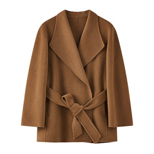 
TEASEL Dinner Jinghong Lapel Full of Aura Light and Warm Short Lace-up Pure Cashmere Coat