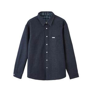 
Sanfu 2026 spring men's patchwork plaid long shirt fashionable casual loose denim top 516502