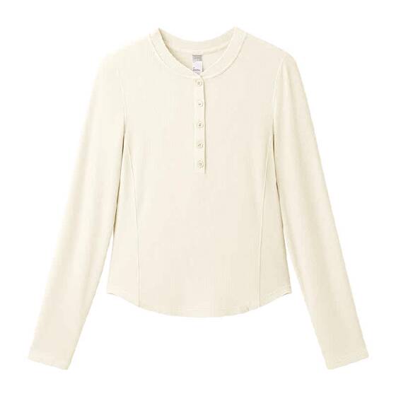 [Scroll down to enjoy the discount] Jiaoxia Women's Skinny Bottoming Henley Shirt Slim Fit Long Sleeve Top