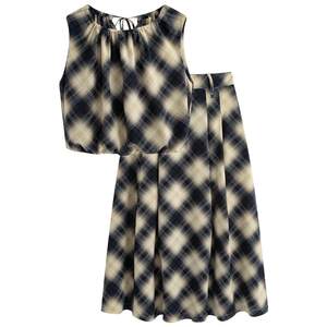 
[Same style in shopping mall] Ailian temperament plaid dress suit for women 2025 summer new slim mid-length skirt