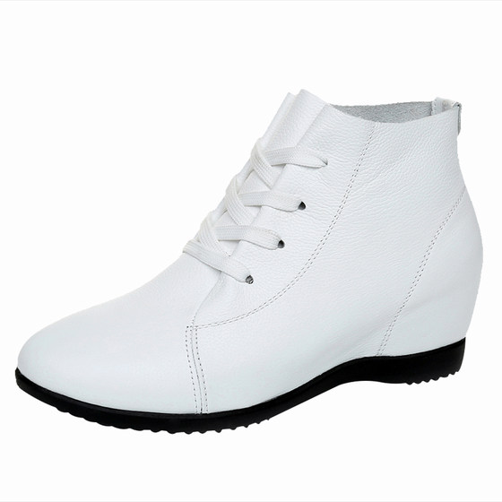 
2026 new spring and autumn flat shoes, inner height increasing women's shoes, autumn soft leather white shoes, genuine leather large size small leather shoes