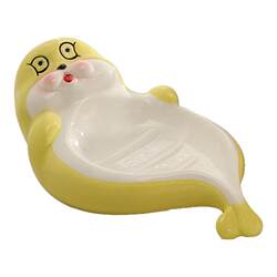 Cartoon seal ceramic soap dish for home use